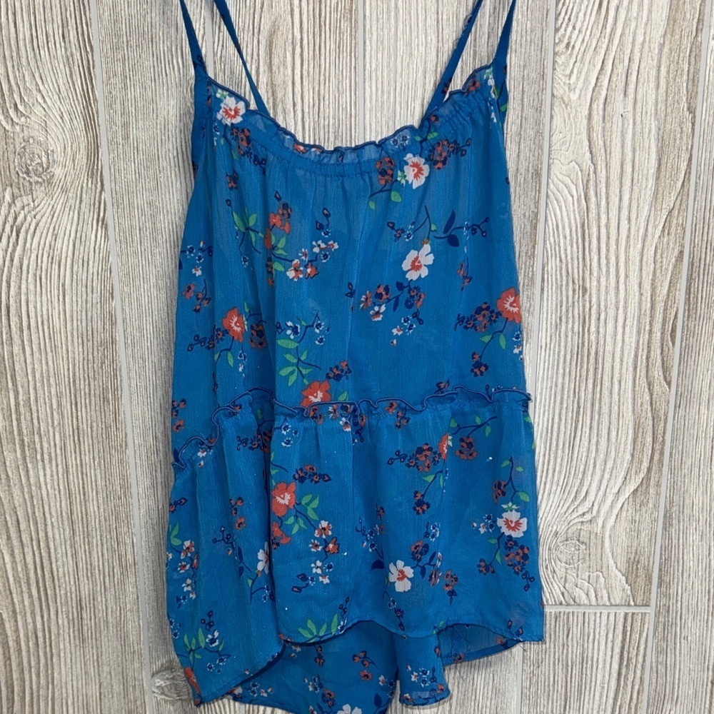 Hollister Blue Floral Tank Top